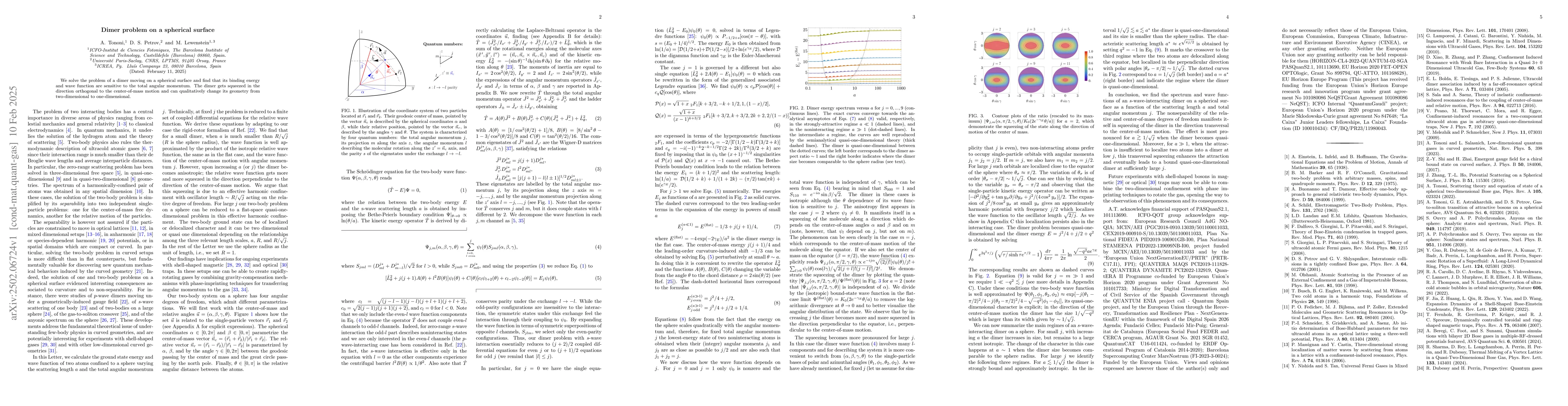 Thumbnail for Dimer problem on a spherical surface