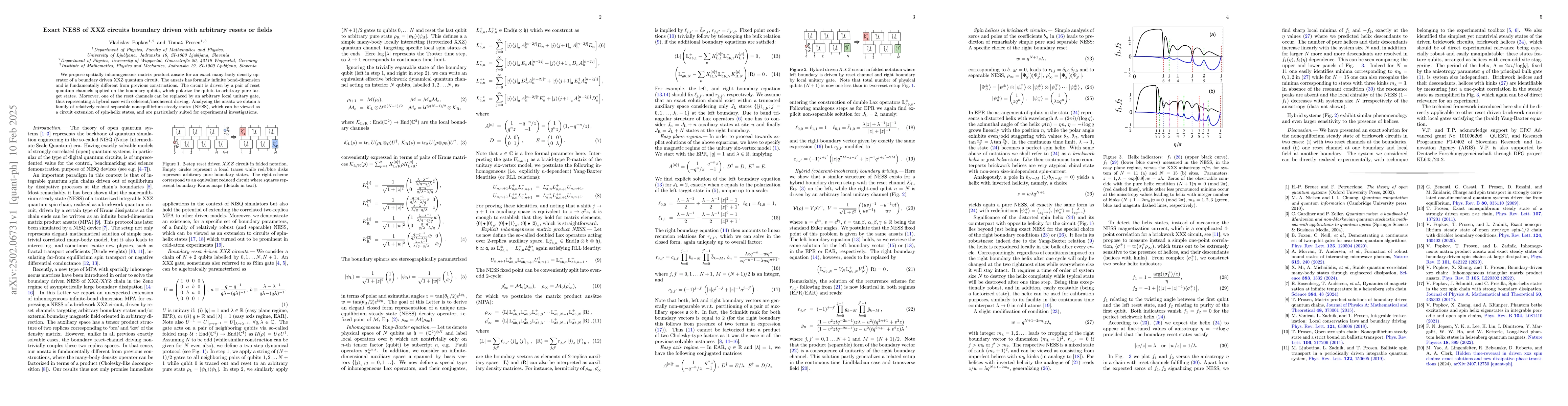 Thumbnail for Exact NESS of XXZ circuits boundary driven with arbitrary resets or
  fields