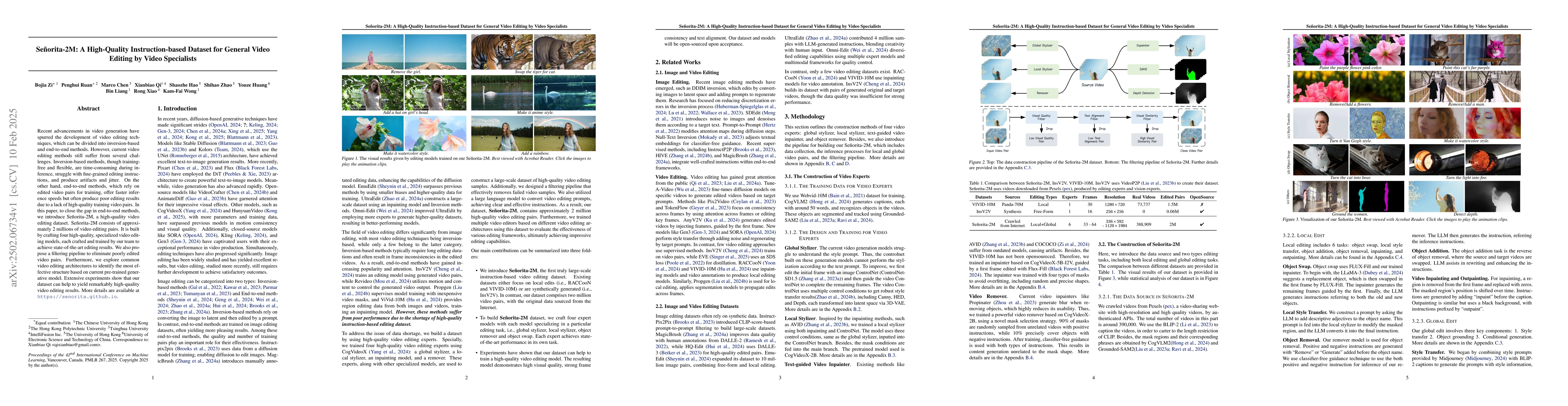Thumbnail for Señorita-2M: A High-Quality Instruction-based Dataset for General
  Video Editing by Video Specialists