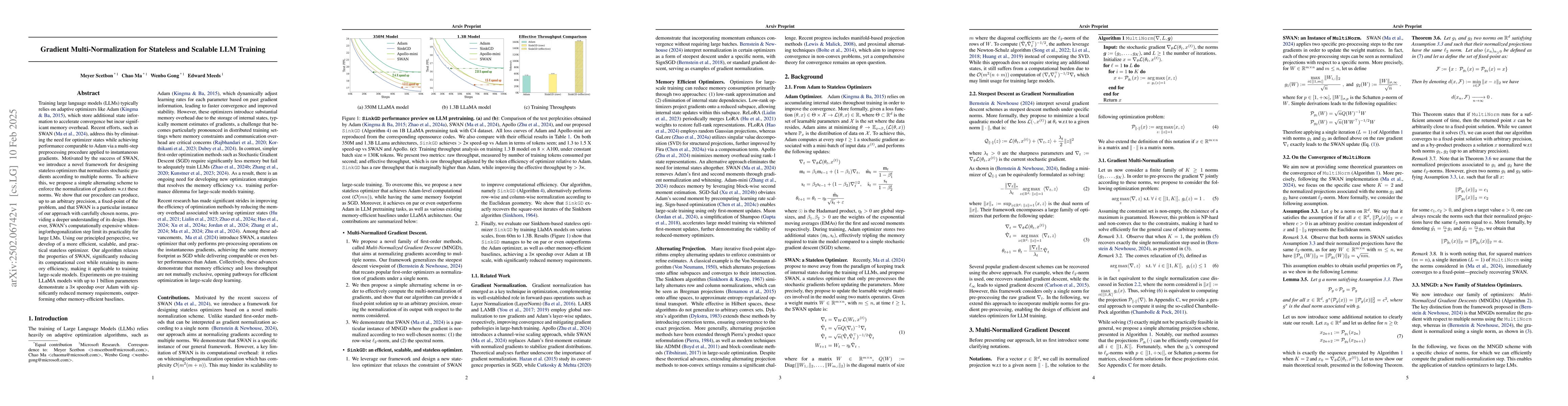 Thumbnail for Gradient Multi-Normalization for Stateless and Scalable LLM Training
