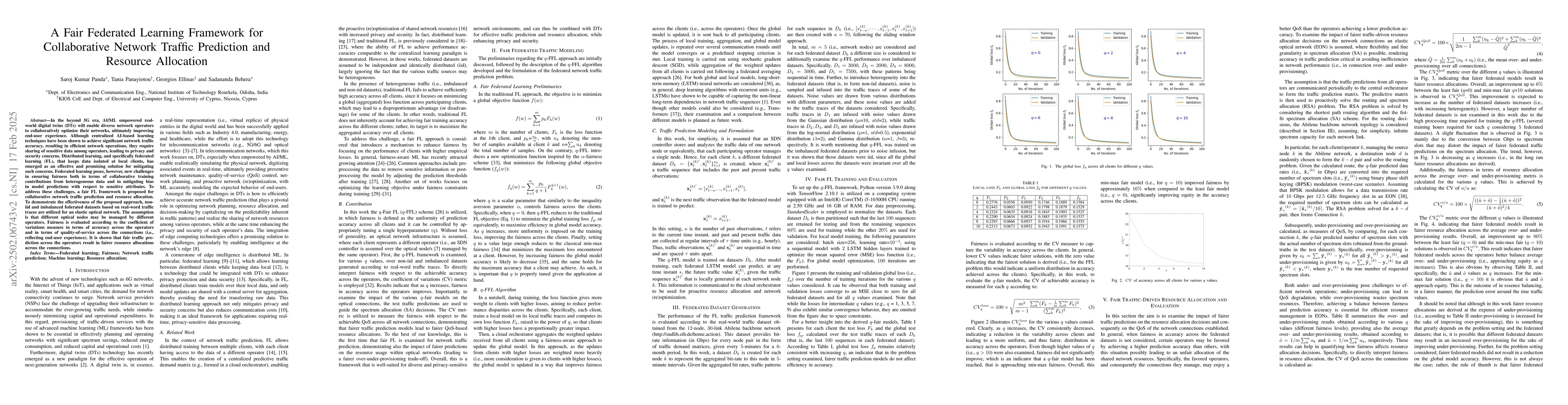 Thumbnail for A Fair Federated Learning Framework for Collaborative Network Traffic
  Prediction and Resource Allocation