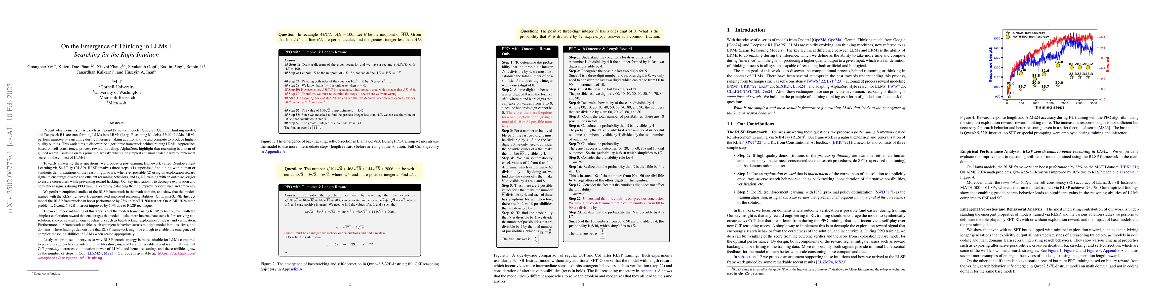 Thumbnail for On the Emergence of Thinking in LLMs I: Searching for the Right
  Intuition