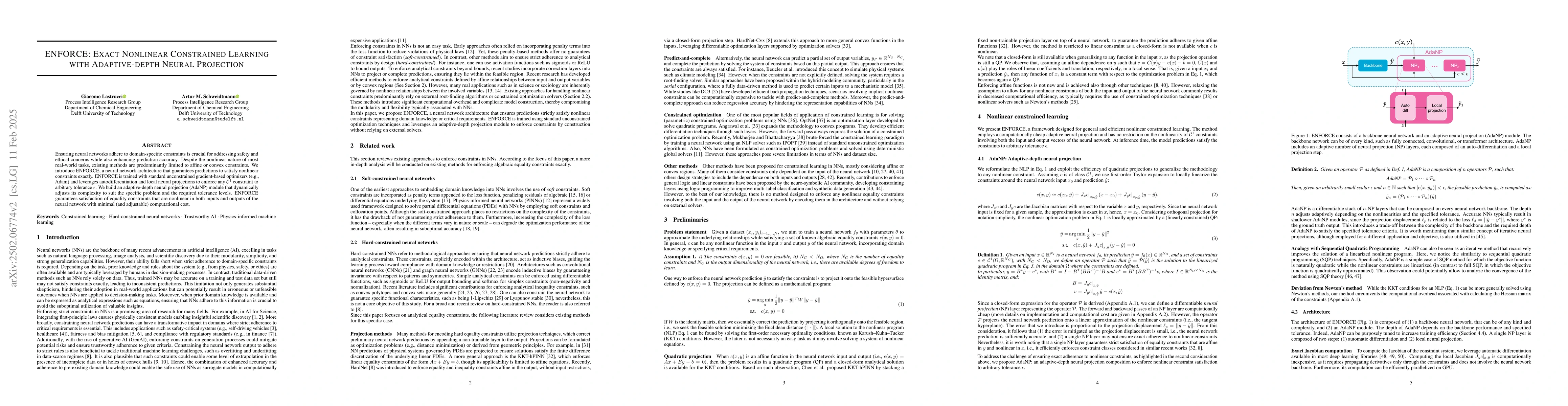 Thumbnail for ENFORCE: Exact Nonlinear Constrained Learning with Adaptive-depth Neural
  Projection