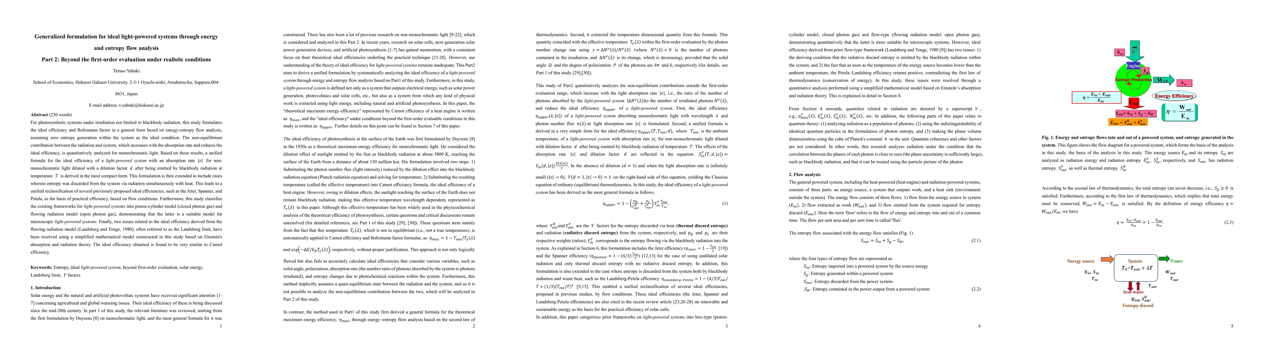Thumbnail for Generalized formulation for ideal light-powered systems through energy
  and entropy flow analysis Part 2: Beyond the first-order evaluation under
  realistic conditions