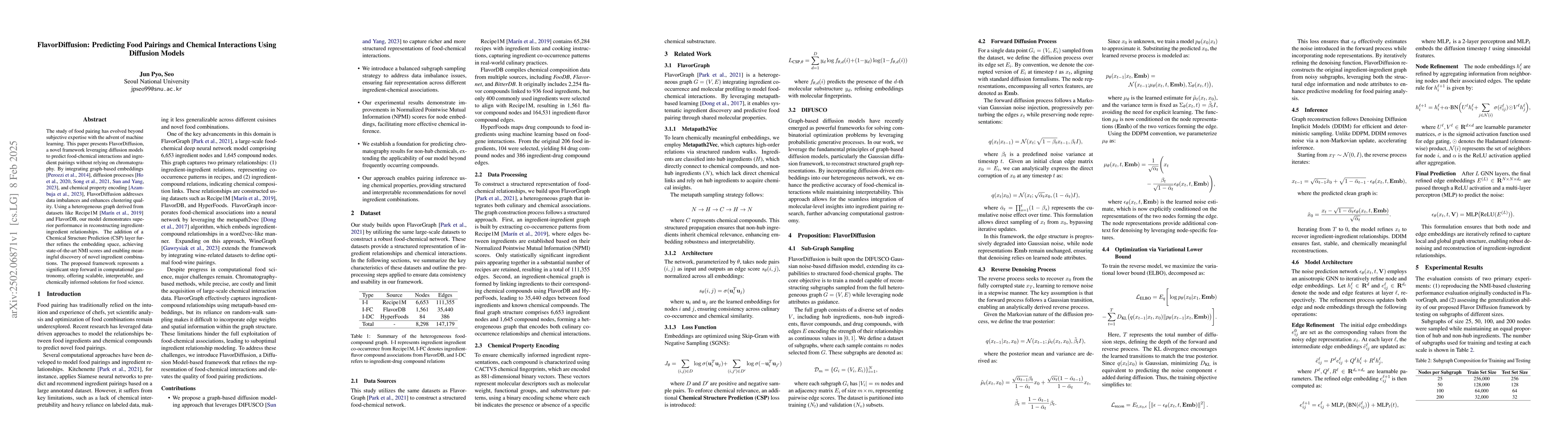 Thumbnail for FlavorDiffusion: Predicting Food Pairings and Chemical Interactions
  Using Diffusion Models