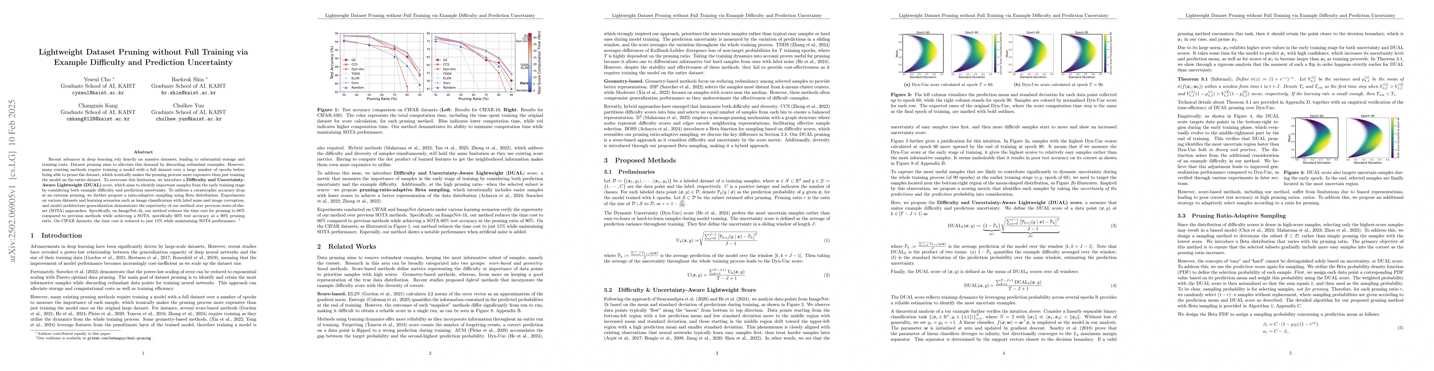 Thumbnail for Lightweight Dataset Pruning without Full Training via Example Difficulty
  and Prediction Uncertainty