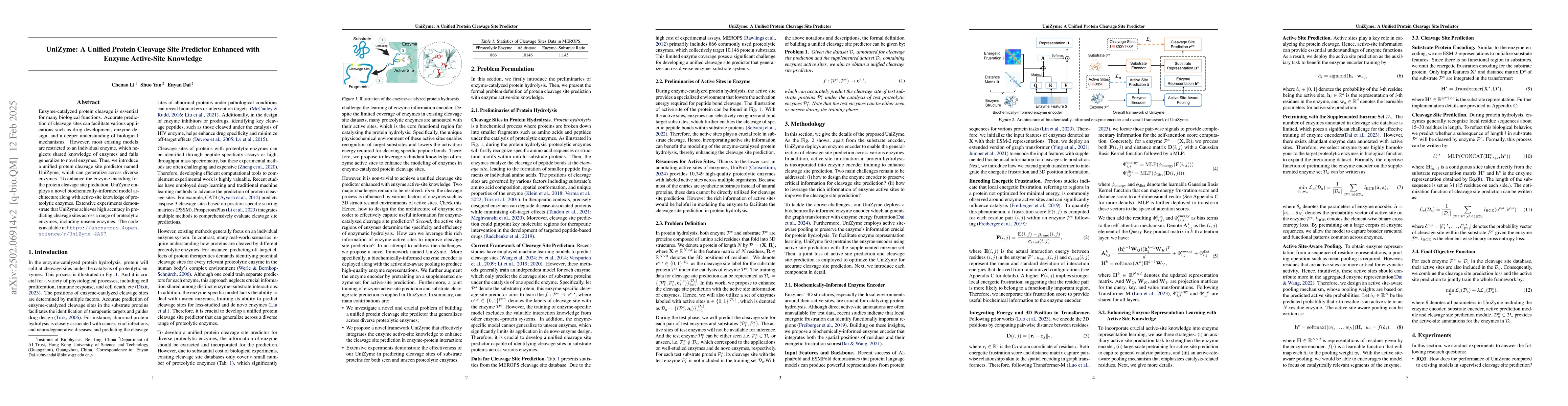 Thumbnail for UniZyme: A Unified Protein Cleavage Site Predictor Enhanced with Enzyme
  Active-Site Knowledge