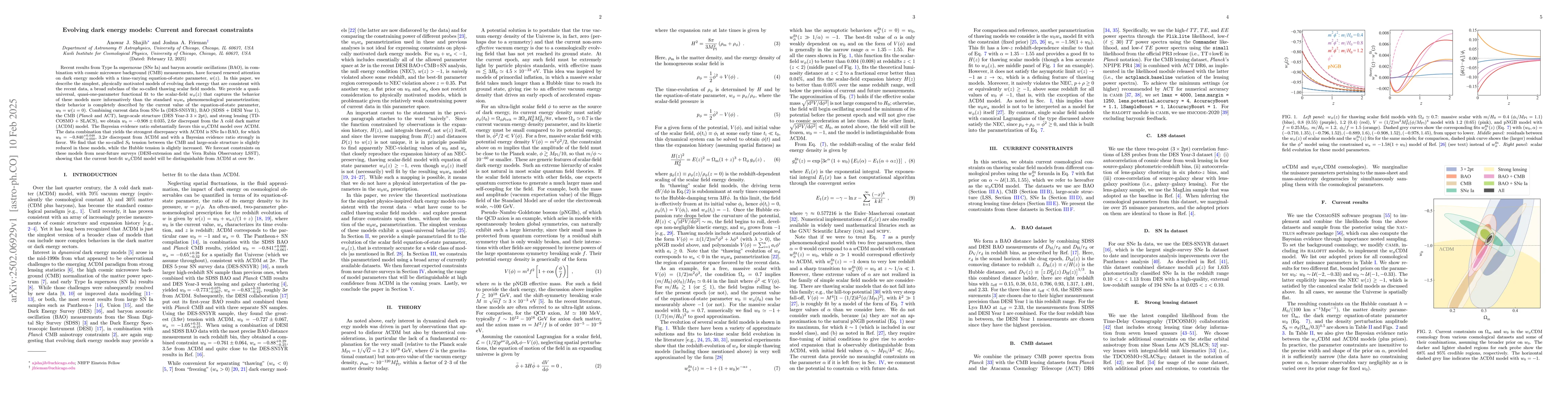 Thumbnail for Evolving dark energy models: Current and forecast constraints