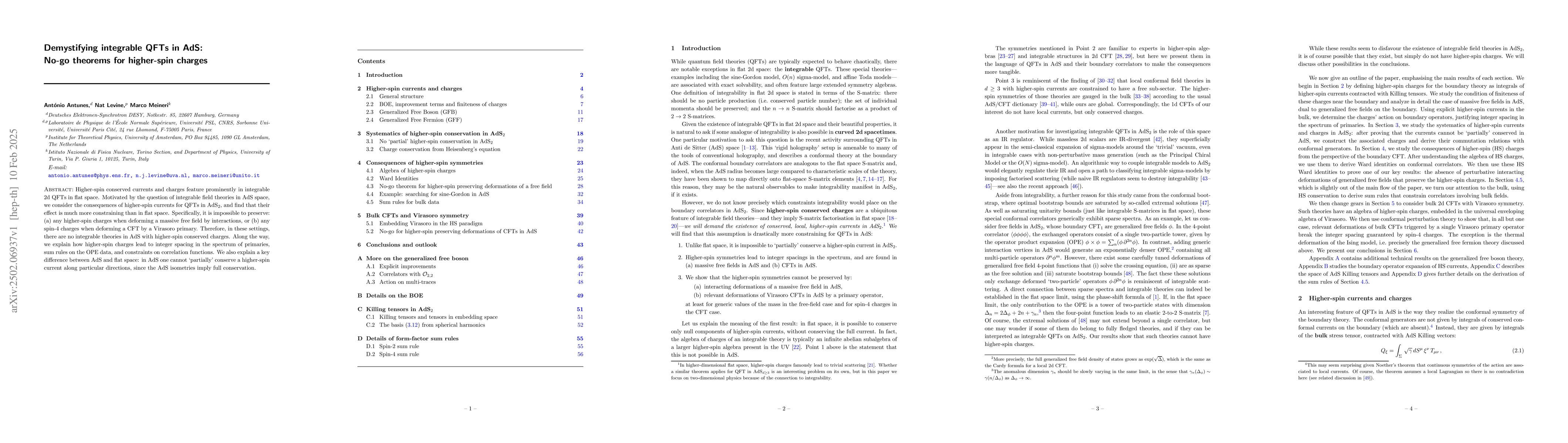 Thumbnail for Demystifying integrable QFTs in AdS: No-go theorems for higher-spin
  charges