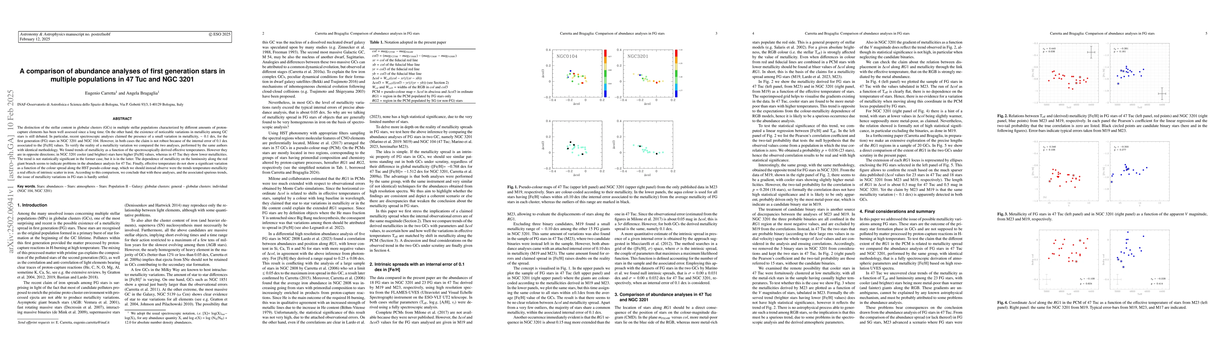 Thumbnail for A comparison of abundance analyses of first generation stars in multiple
  populations in 47 Tuc and NGC 3201