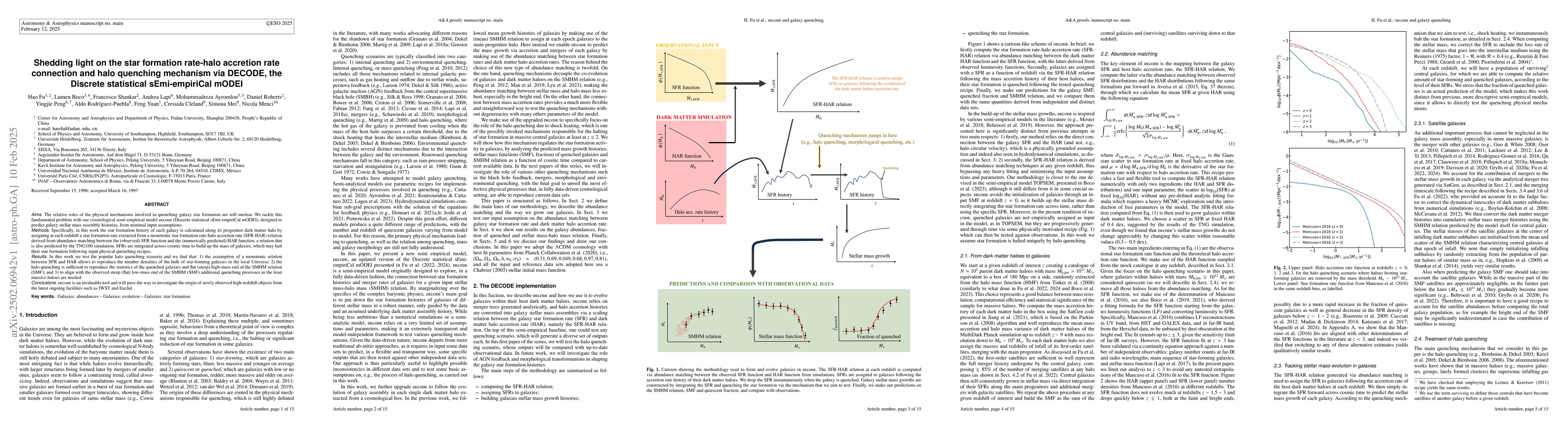 Thumbnail for Shedding light on the star formation rate-halo accretion rate connection
  and halo quenching mechanism via DECODE, the Discrete statistical
  sEmi-empiriCal mODEl