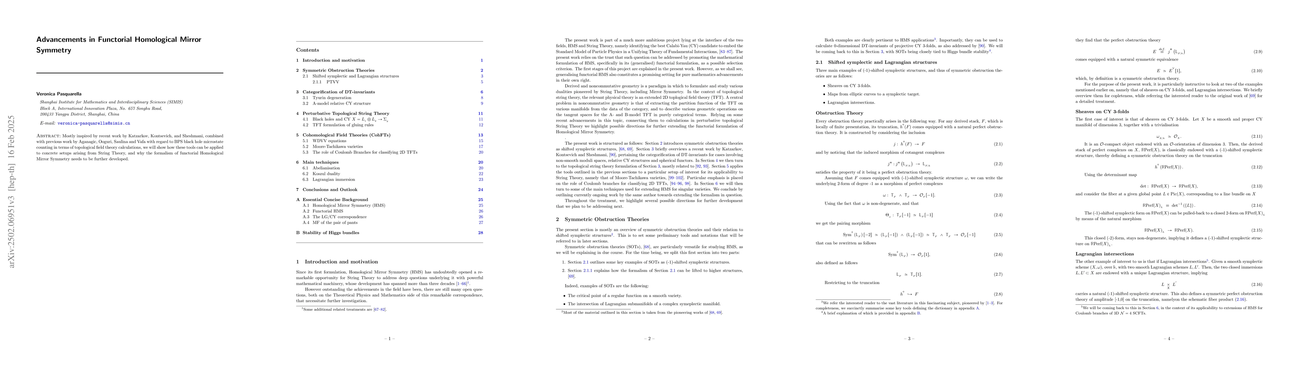 Thumbnail for Advancements in Functorial Homological Mirror Symmetry