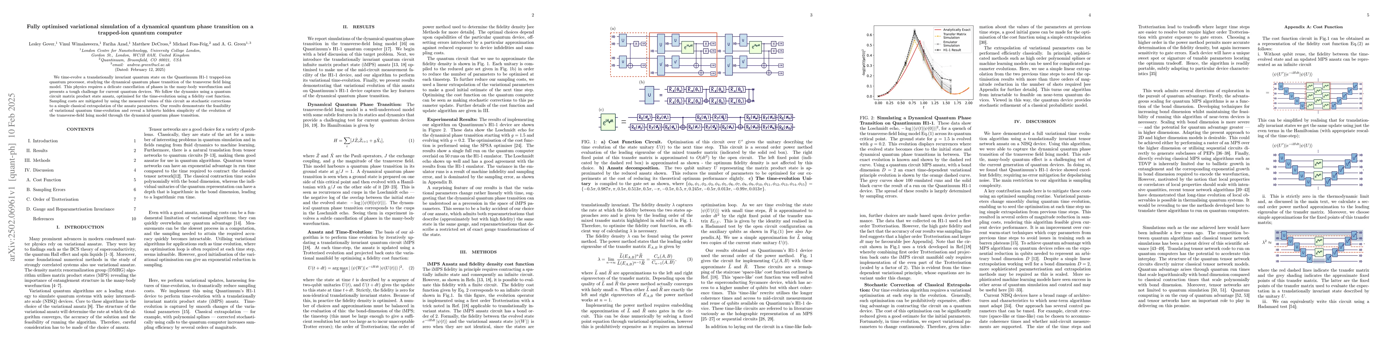 Thumbnail for Fully optimised variational simulation of a dynamical quantum phase
  transition on a trapped-ion quantum computer