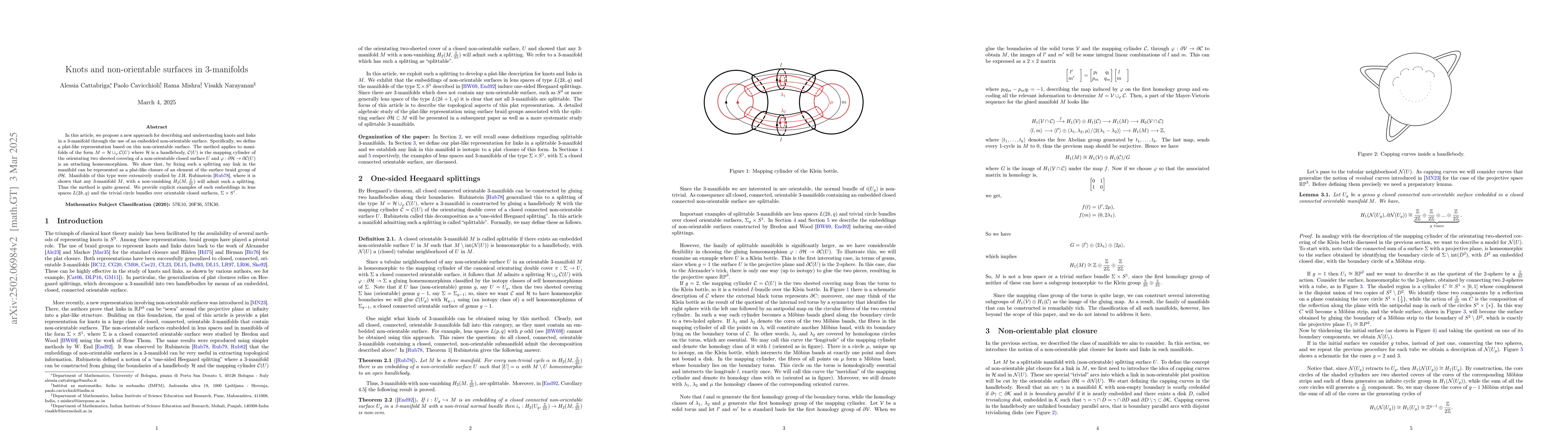 Thumbnail for Knots and non-orientable surfaces in 3-manifolds