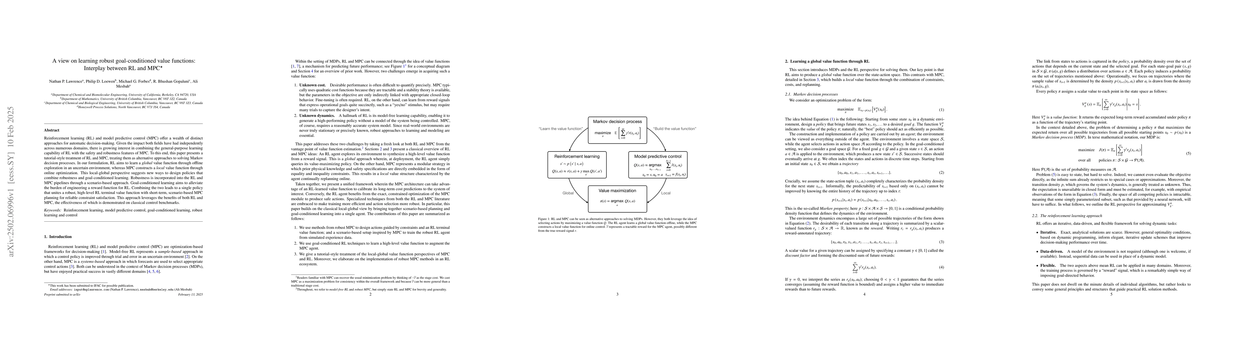 Thumbnail for A view on learning robust goal-conditioned value functions: Interplay
  between RL and MPC
