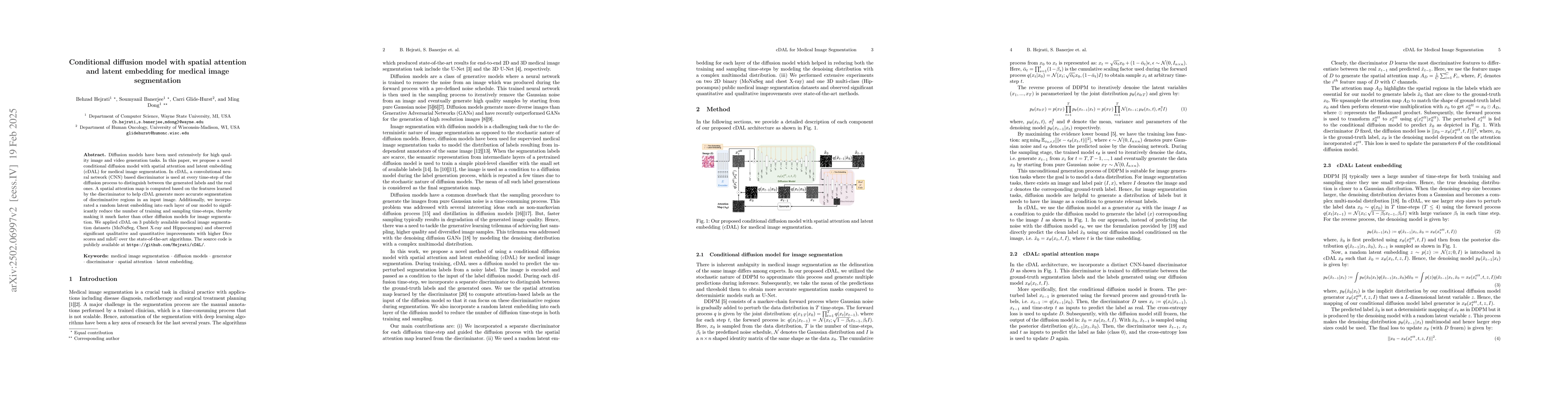 Thumbnail for Conditional diffusion model with spatial attention and latent embedding
  for medical image segmentation