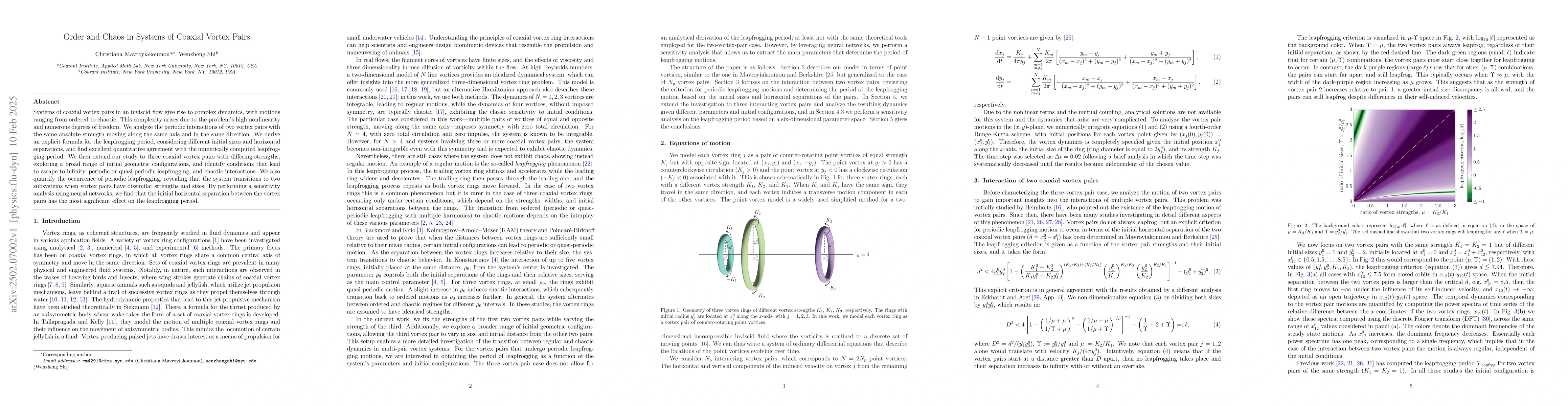 Thumbnail for Order and Chaos in Systems of Coaxial Vortex Pairs