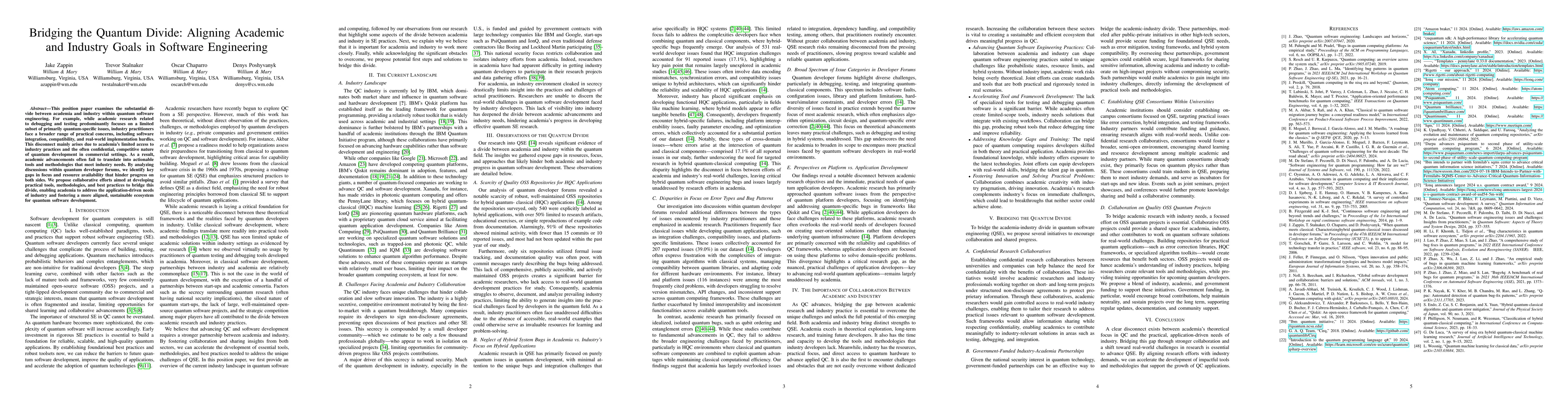 Thumbnail for Bridging the Quantum Divide: Aligning Academic and Industry Goals in
  Software Engineering