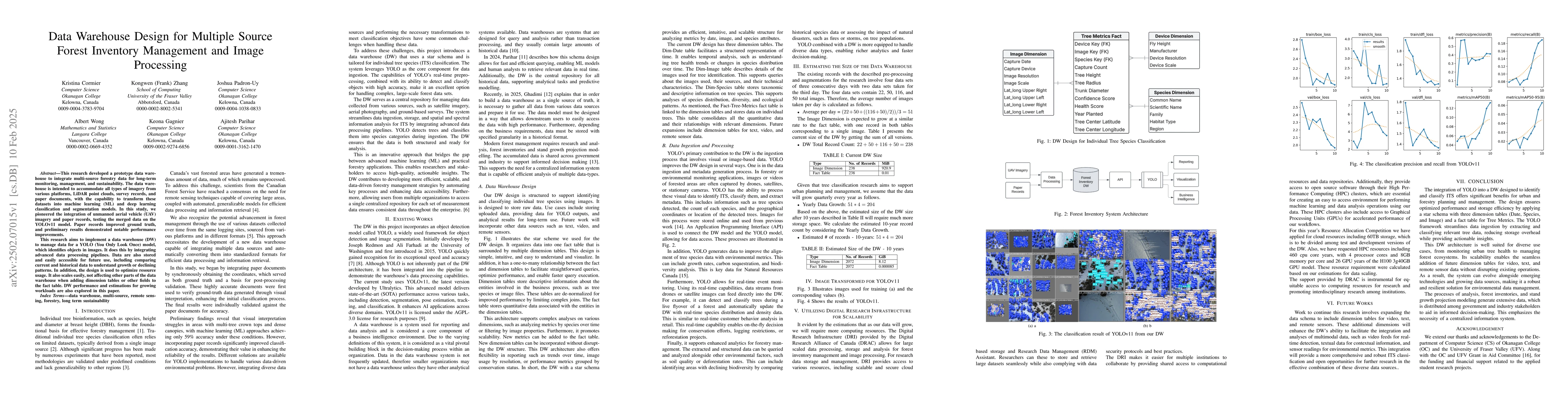 Thumbnail for Data Warehouse Design for Multiple Source Forest Inventory Management
  and Image Processing
