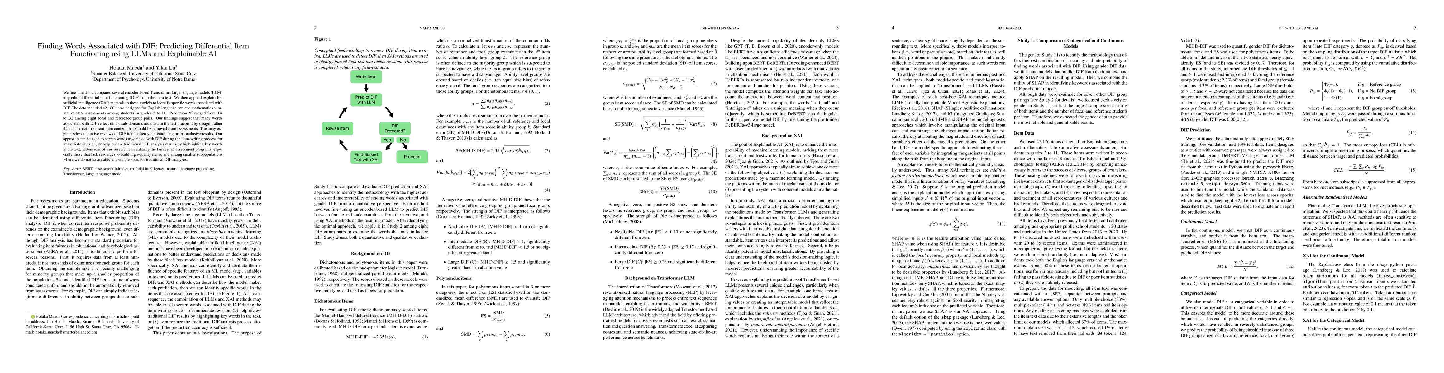 Thumbnail for Finding Words Associated with DIF: Predicting Differential Item
  Functioning using LLMs and Explainable AI