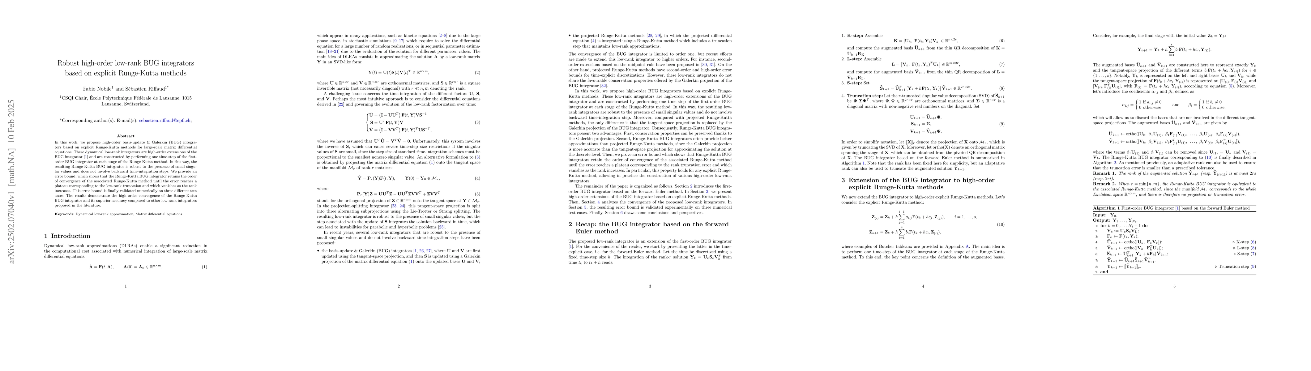 Thumbnail for Robust high-order low-rank BUG integrators based on explicit Runge-Kutta
  methods