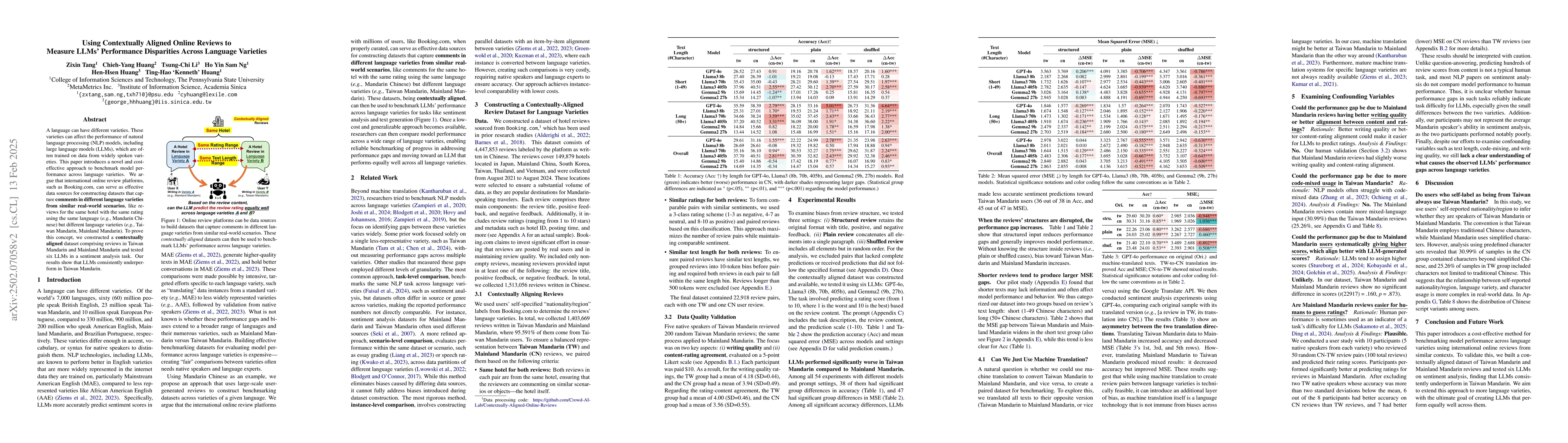 Thumbnail for Using Contextually Aligned Online Reviews to Measure LLMs' Performance
  Disparities Across Language Varieties