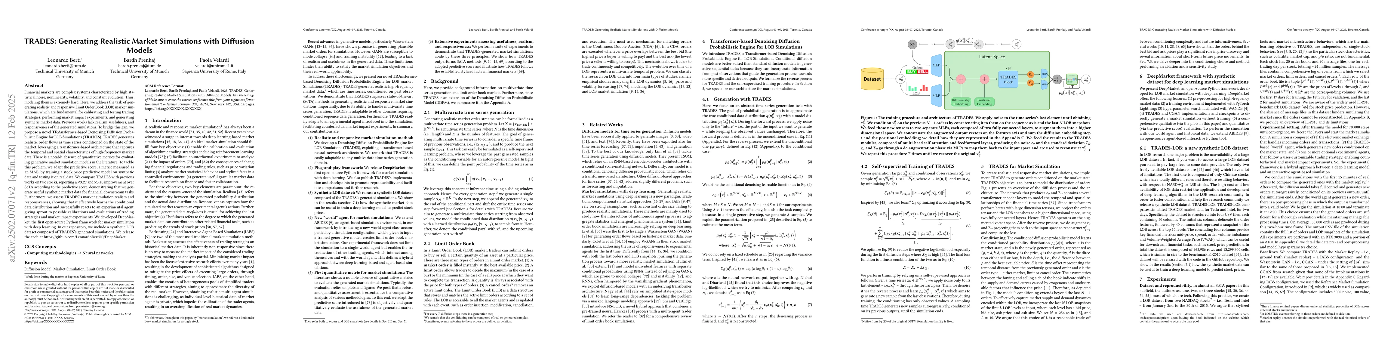 Thumbnail for TRADES: Generating Realistic Market Simulations with Diffusion Models