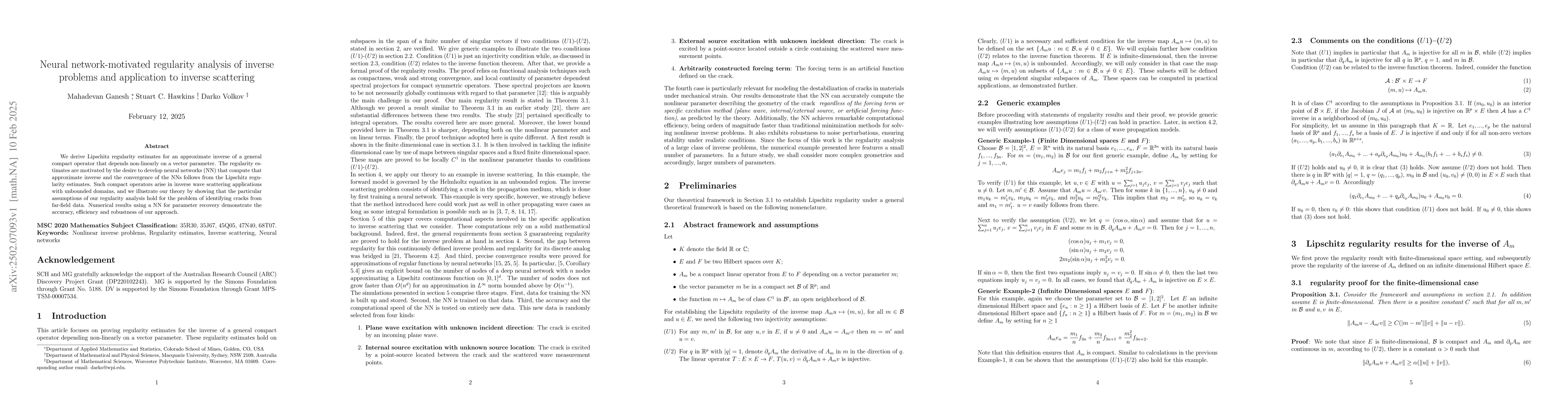 Thumbnail for Neural network-motivated regularity analysis of inverse problems and
  application to inverse scattering