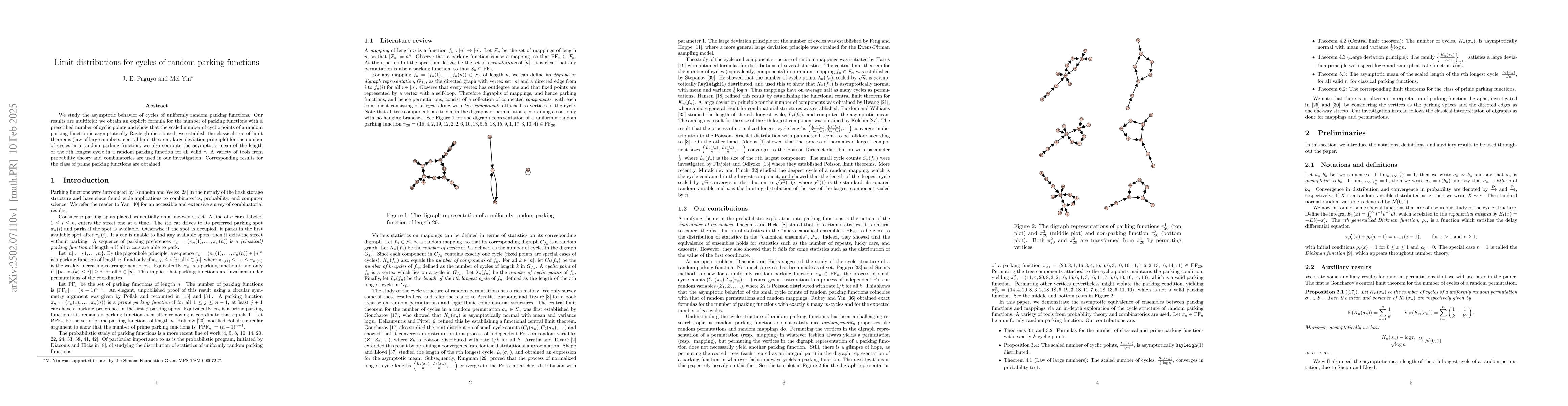 Thumbnail for Limit distributions for cycles of random parking functions