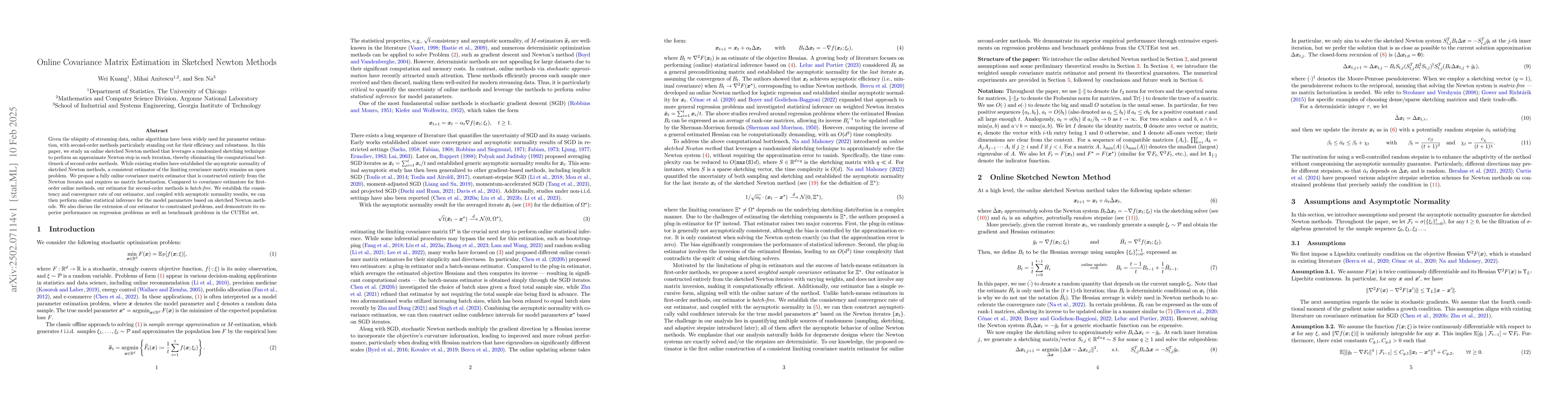 Thumbnail for Online Covariance Matrix Estimation in Sketched Newton Methods