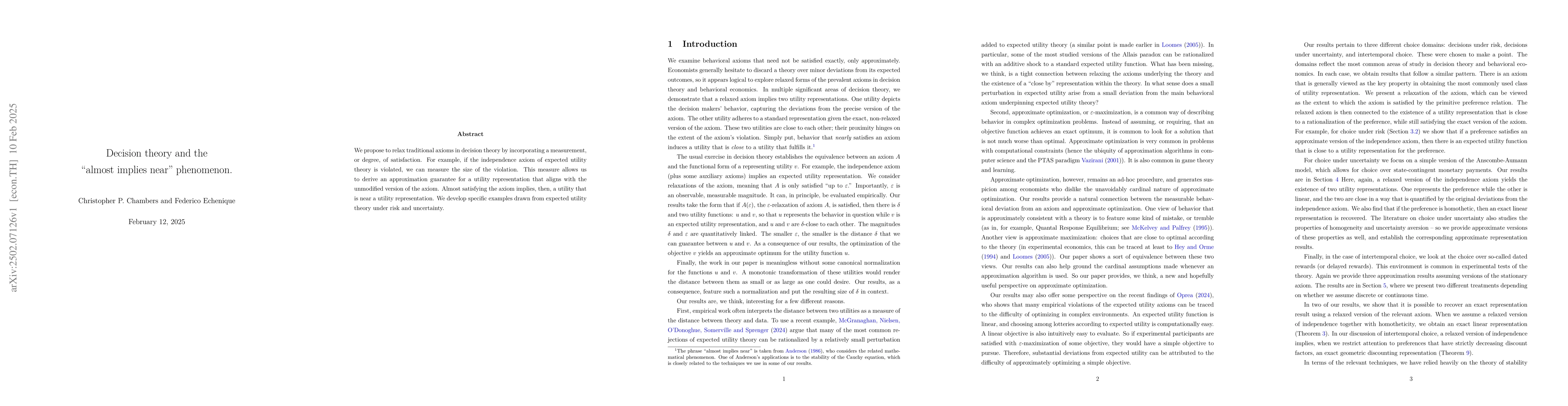 Thumbnail for Decision theory and the "almost implies near" phenomenon