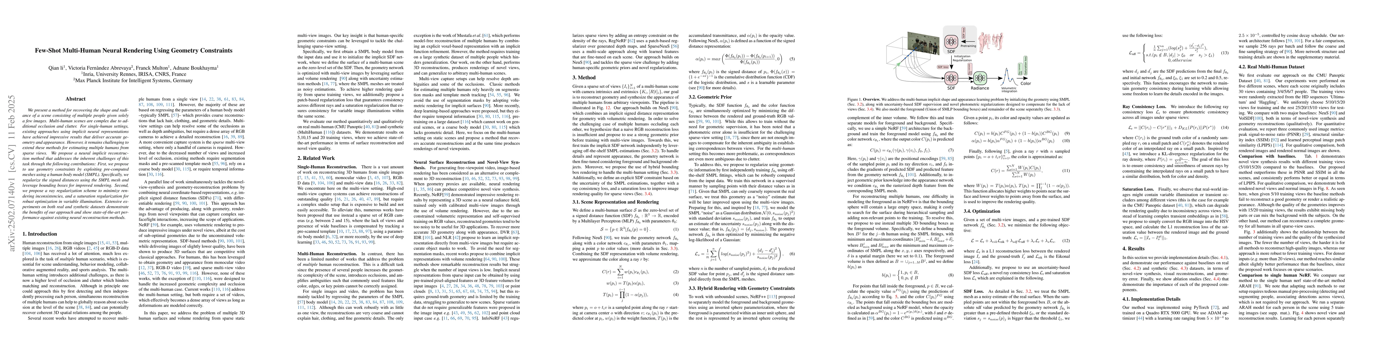 Thumbnail for Few-Shot Multi-Human Neural Rendering Using Geometry Constraints