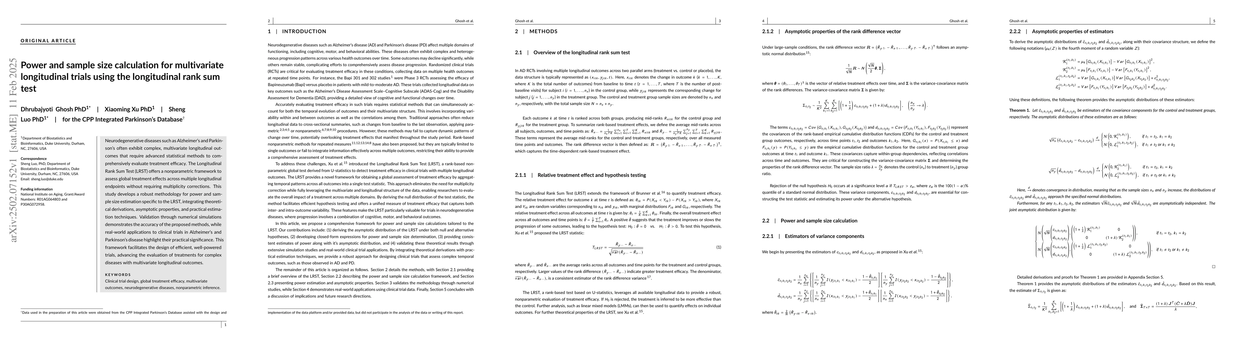 Thumbnail for Power and sample size calculation for multivariate longitudinal trials
  using the longitudinal rank sum test