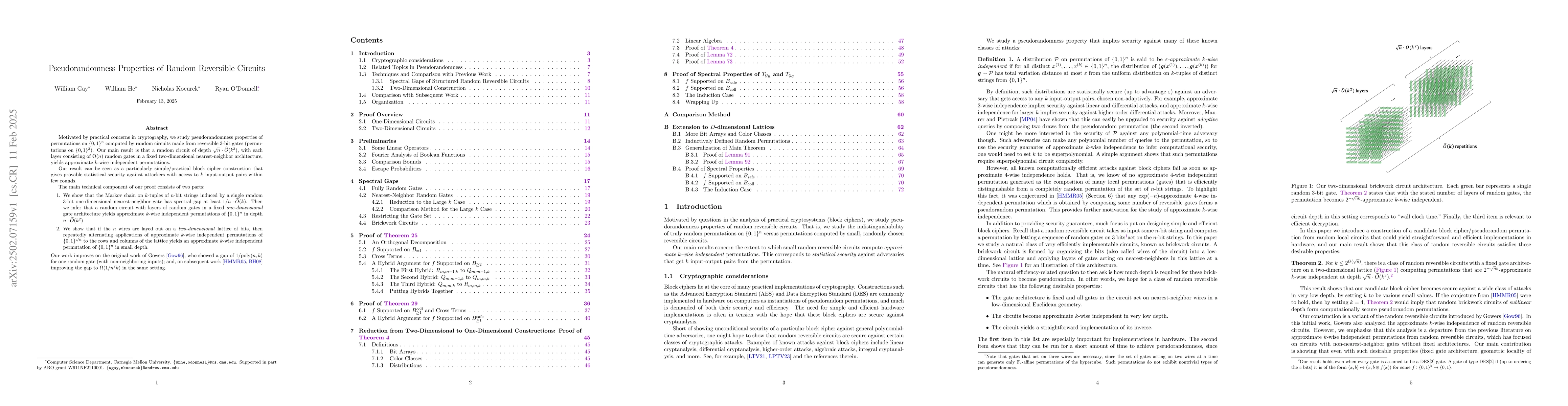 Thumbnail for Pseudorandomness Properties of Random Reversible Circuits