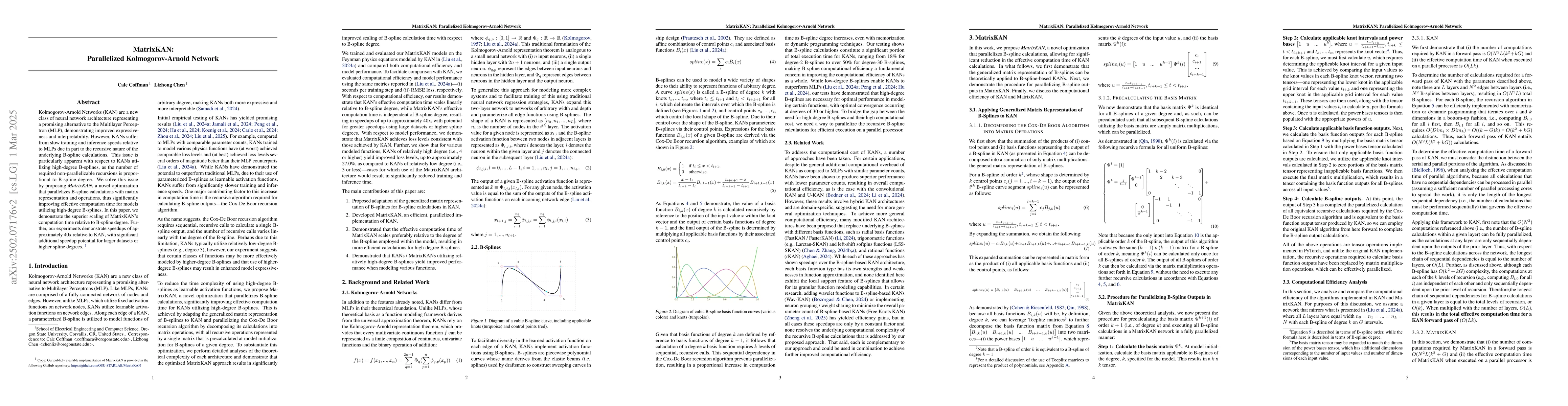 Thumbnail for MatrixKAN: Parallelized Kolmogorov-Arnold Network