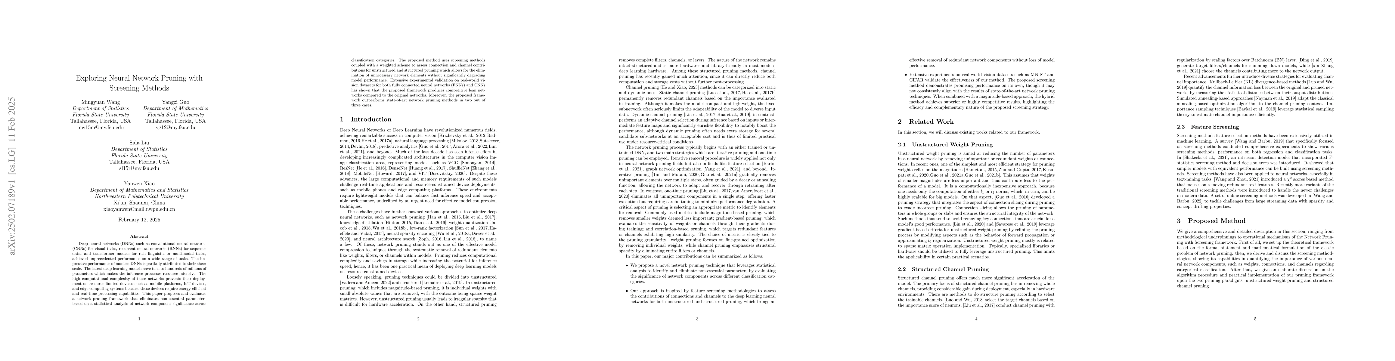 Thumbnail for Exploring Neural Network Pruning with Screening Methods