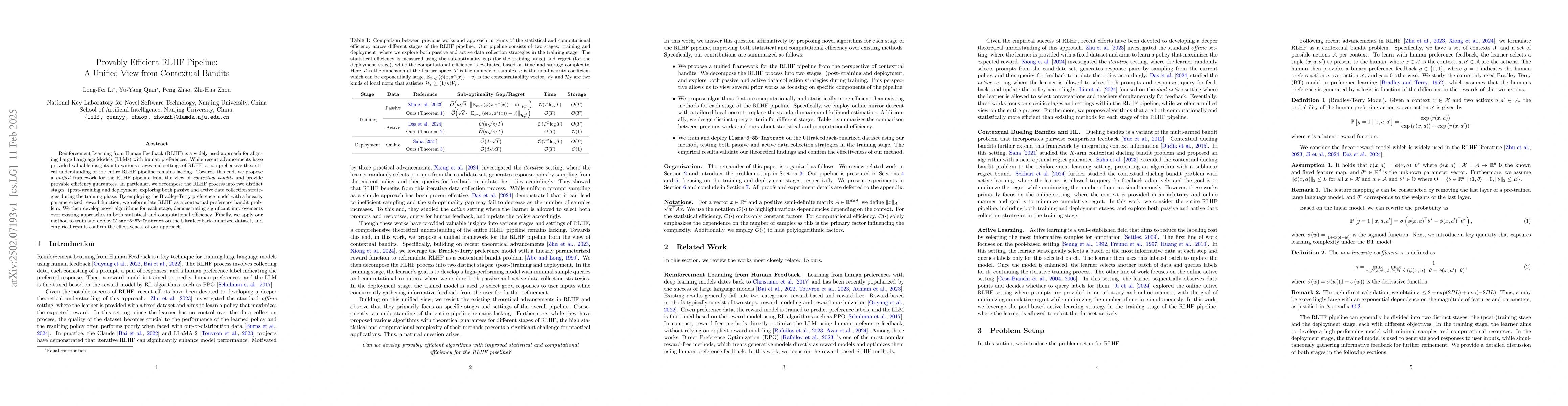 Thumbnail for Provably Efficient RLHF Pipeline: A Unified View from Contextual Bandits