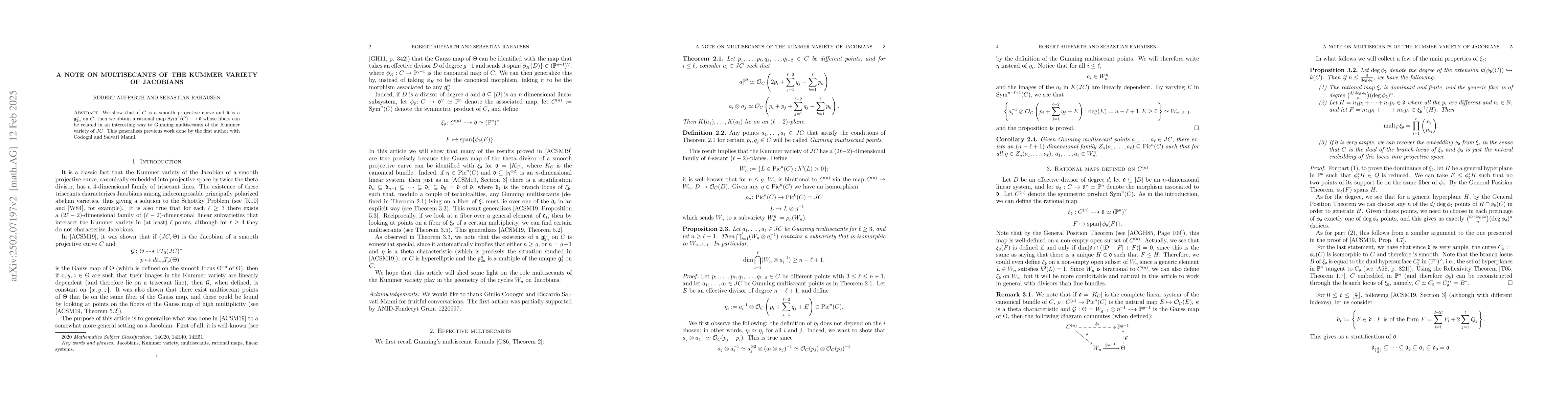 Thumbnail for A note on multisecants of the Kummer variety of Jacobians