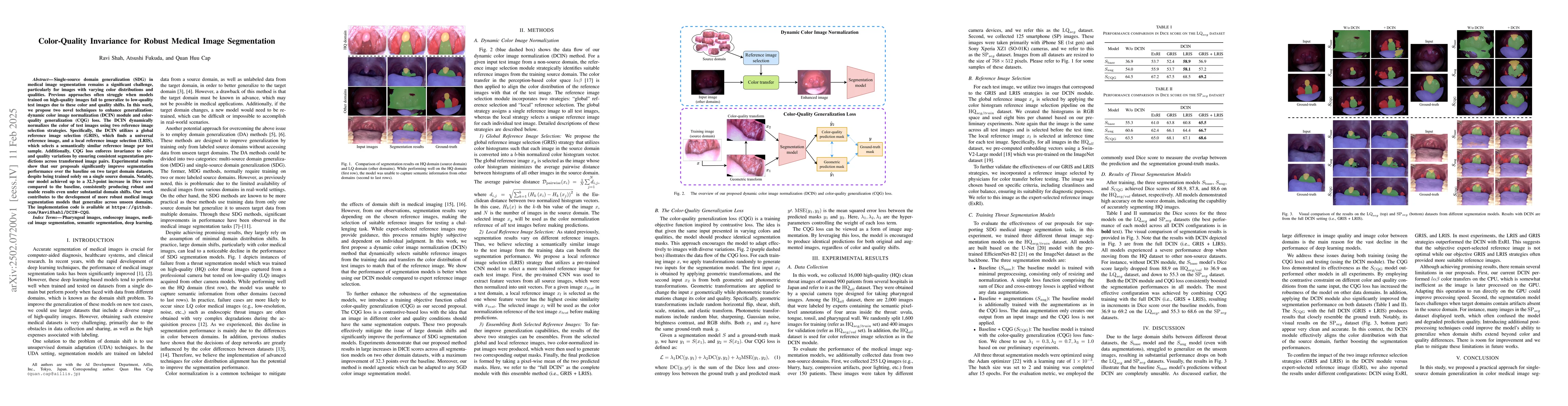 Thumbnail for Color-Quality Invariance for Robust Medical Image Segmentation