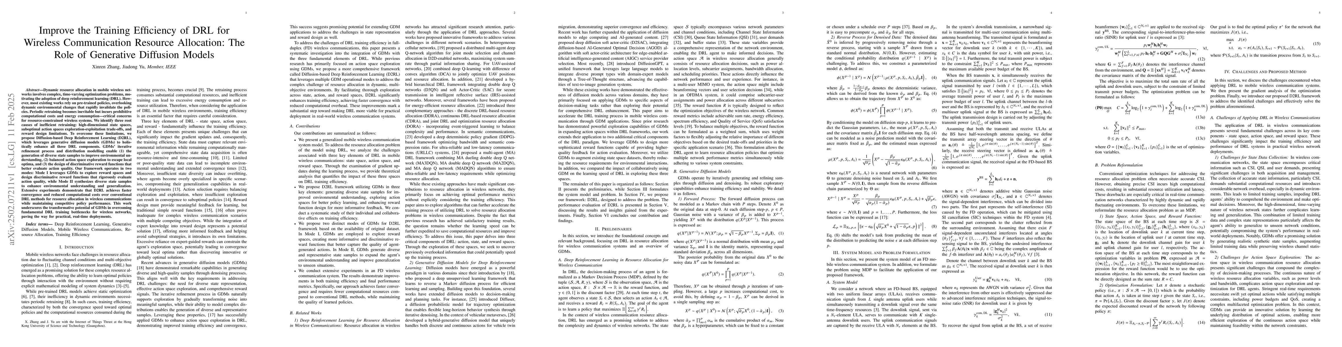 Thumbnail for Improve the Training Efficiency of DRL for Wireless Communication
  Resource Allocation: The Role of Generative Diffusion Models