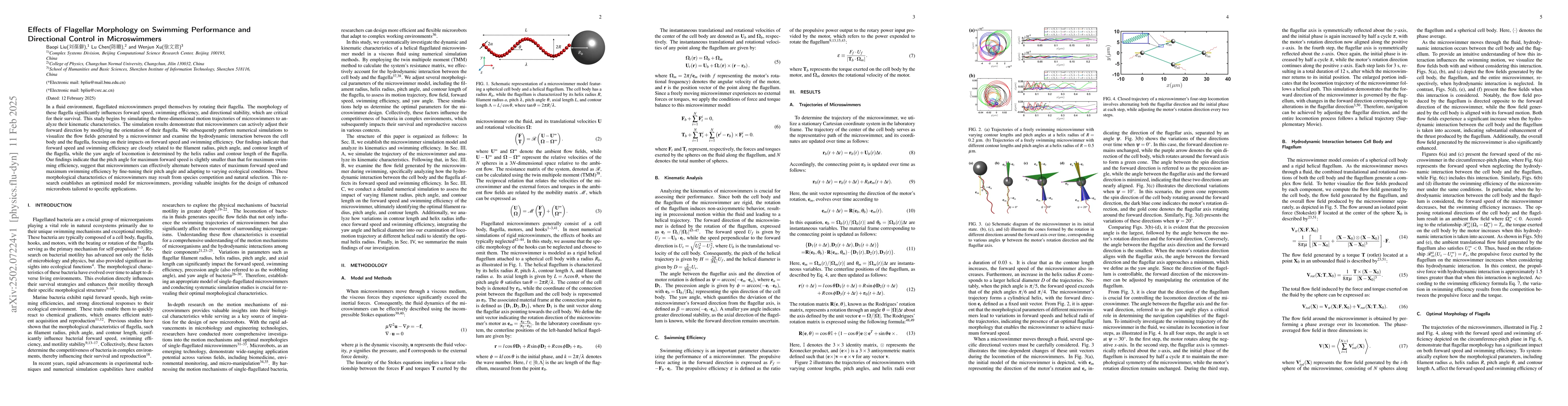 Thumbnail for Effects of Flagellar Morphology on Swimming Performance and Directional
  Control in Microswimmers