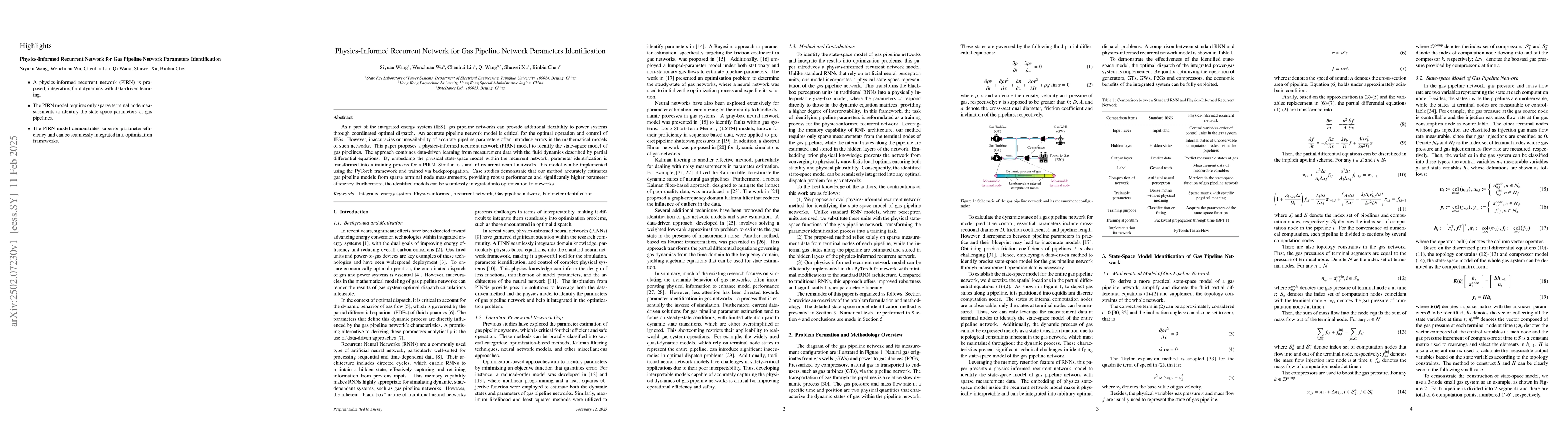 Thumbnail for Physics-Informed Recurrent Network for Gas Pipeline Network Parameters
  Identification