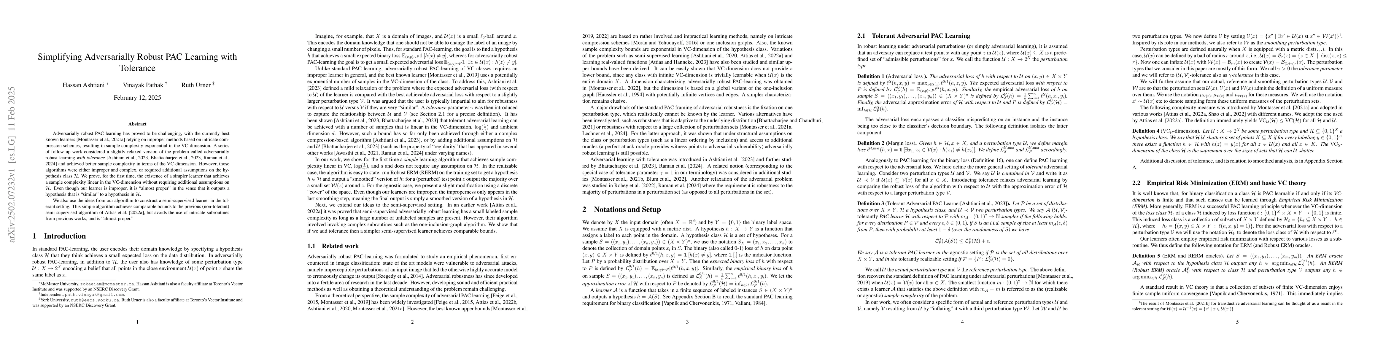 Thumbnail for Simplifying Adversarially Robust PAC Learning with Tolerance