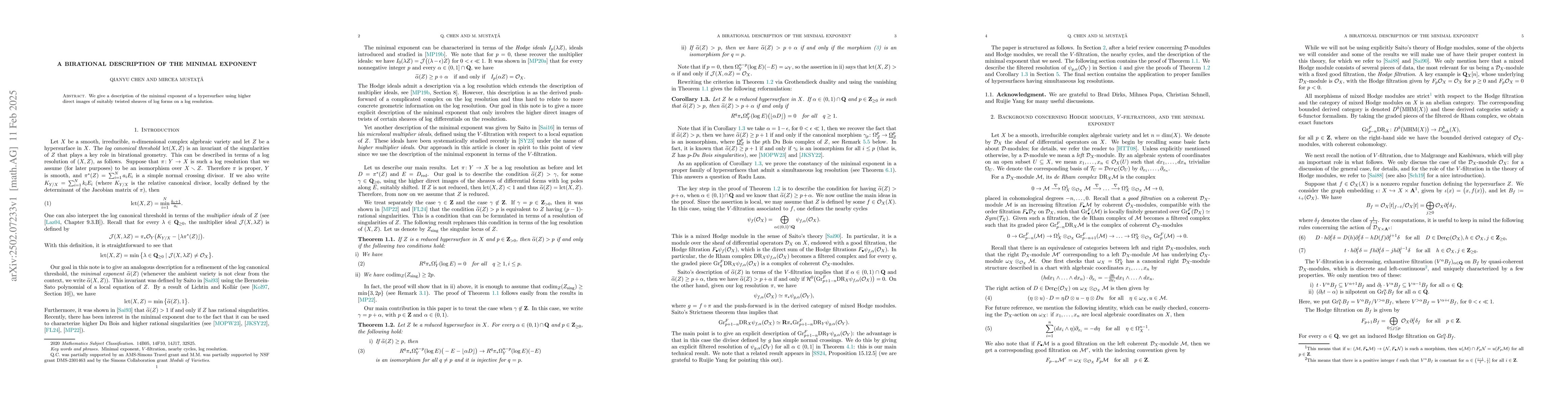 Thumbnail for A birational description of the minimal exponent