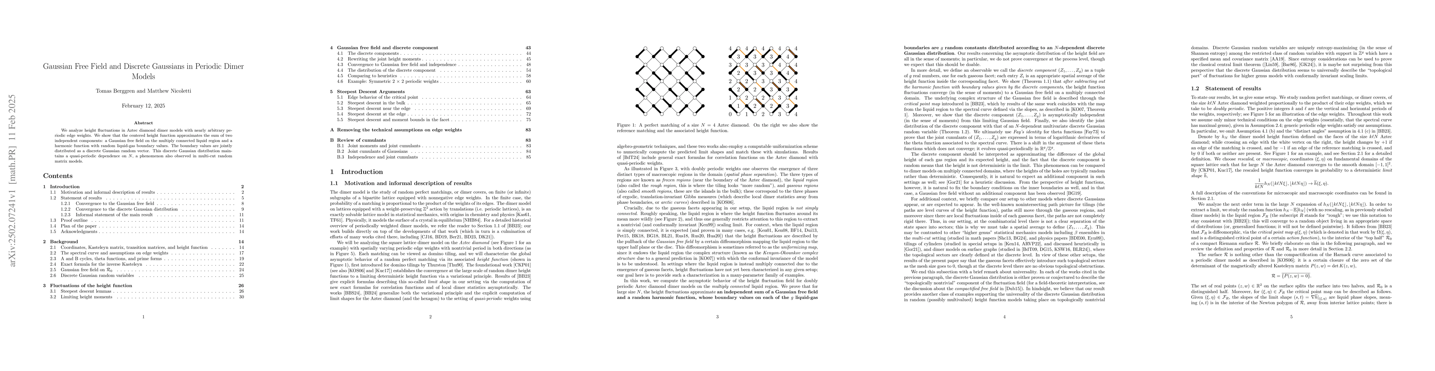 Thumbnail for Gaussian Free Field and Discrete Gaussians in Periodic Dimer Models