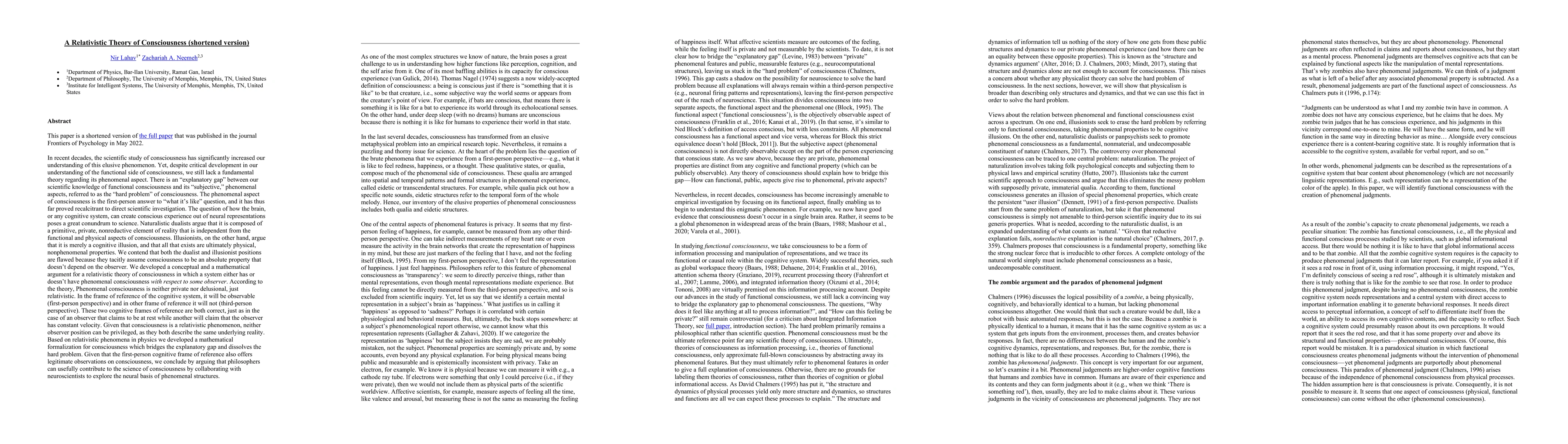 Thumbnail for A Relativistic Theory of Consciousness (shortened version)