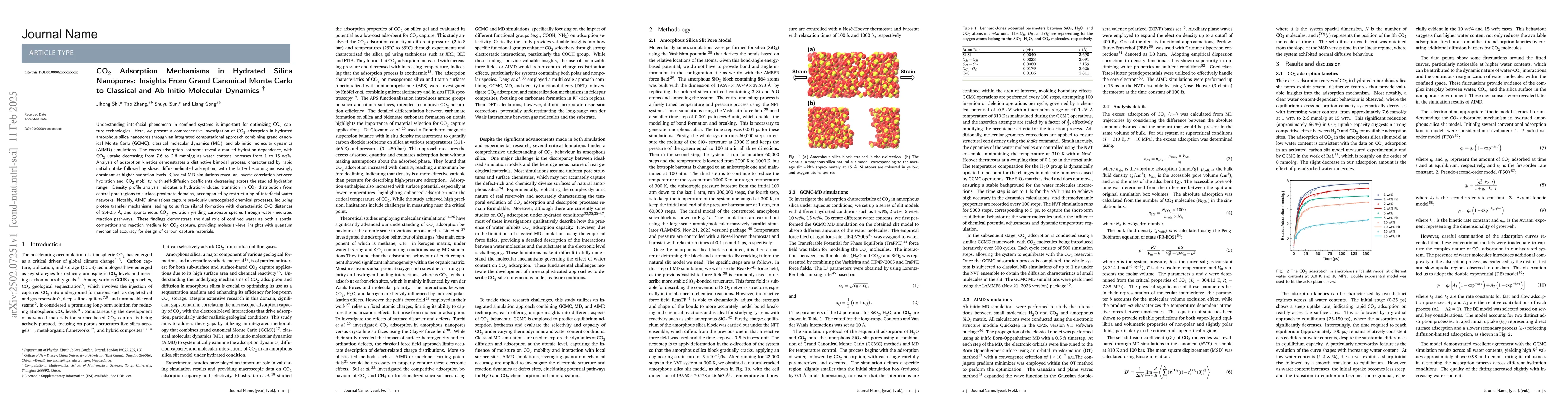 Thumbnail for CO2 adsorption mechanisms in hydrated silica nanopores: Insights from
  grand canonical Monte Carlo to classical and ab initio molecular dynamics