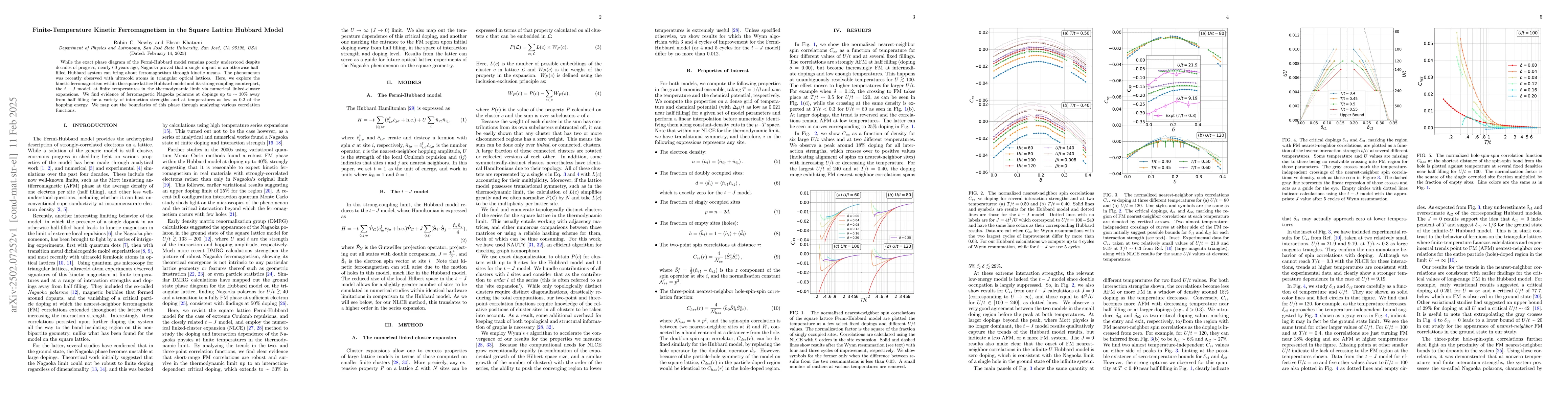 Thumbnail for Finite-Temperature Kinetic Ferromagnetism in the Square Lattice Hubbard
  Model