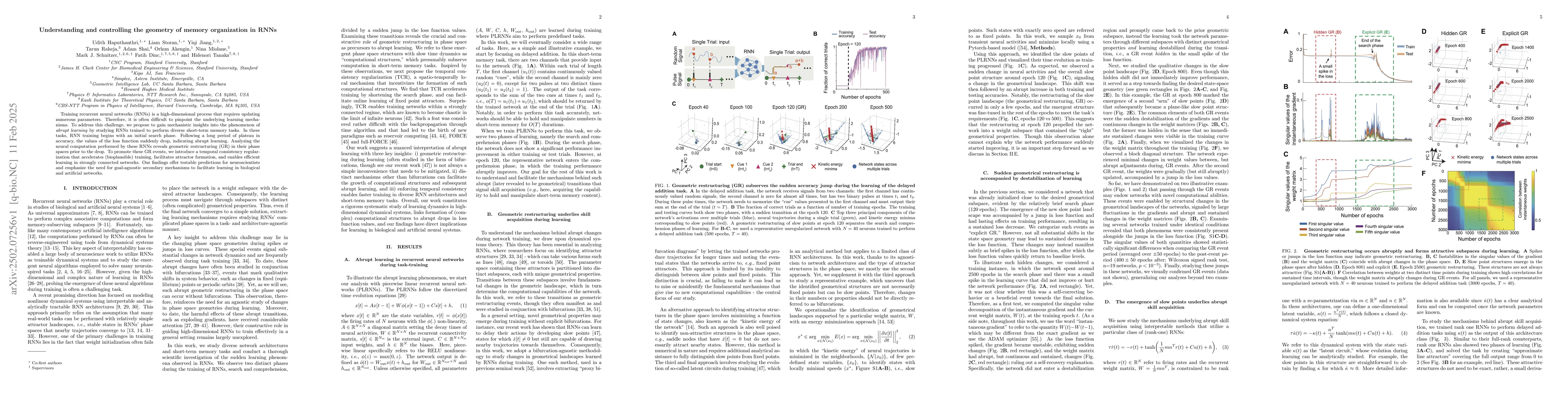 Thumbnail for Understanding and controlling the geometry of memory organization in
  RNNs