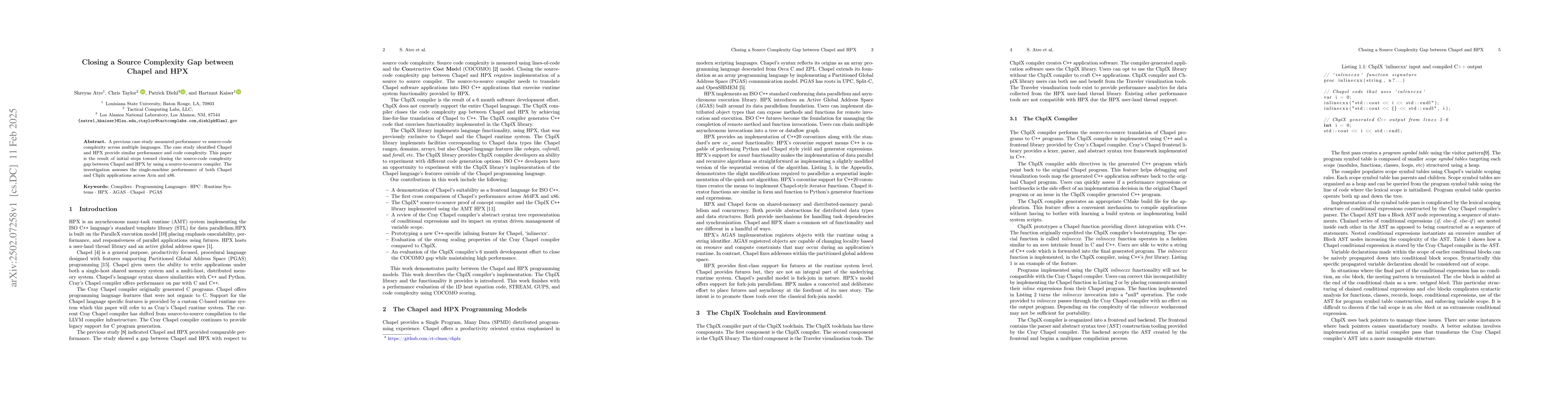 Thumbnail for Closing a Source Complexity Gap between Chapel and HPX